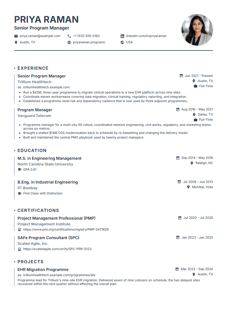 Nexus resume template preview