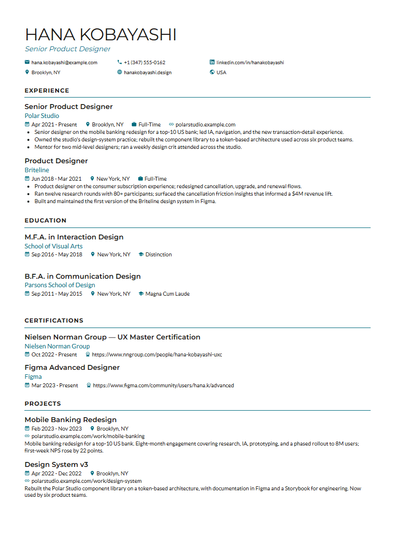 Nova resume template preview