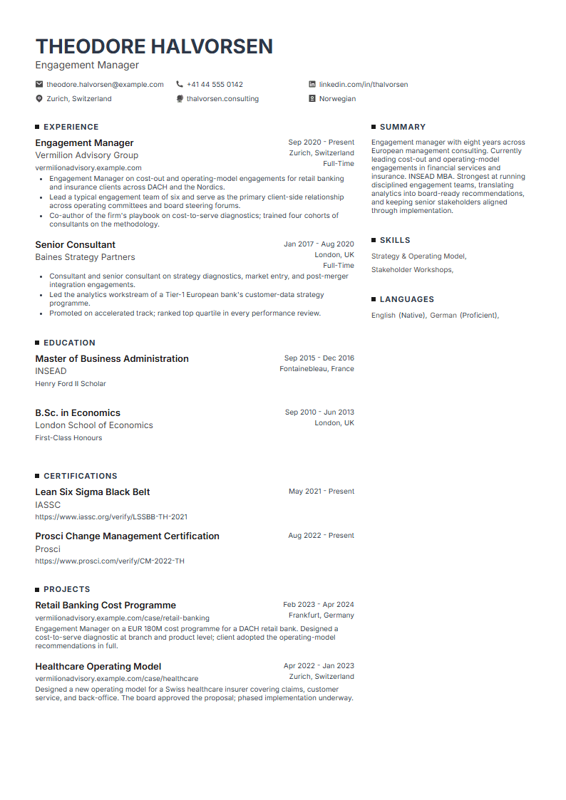 Vertex resume template preview